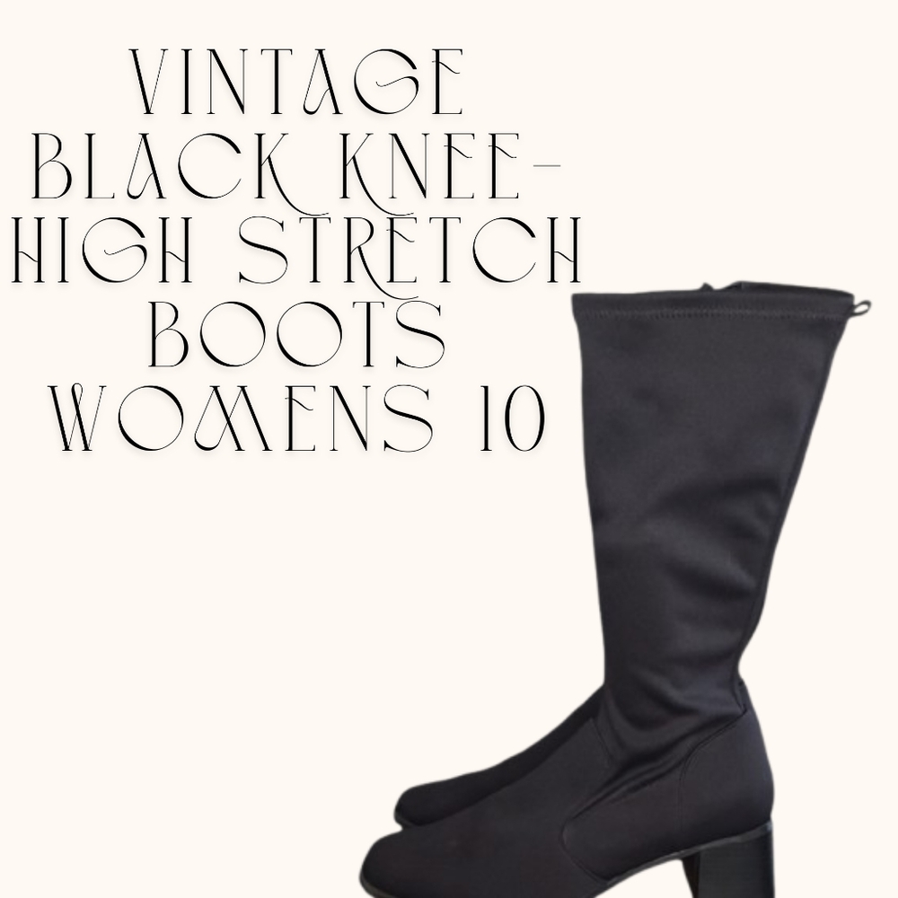 FanFares Tami Vintage Black Knee-High Stretch Boots | Size 10